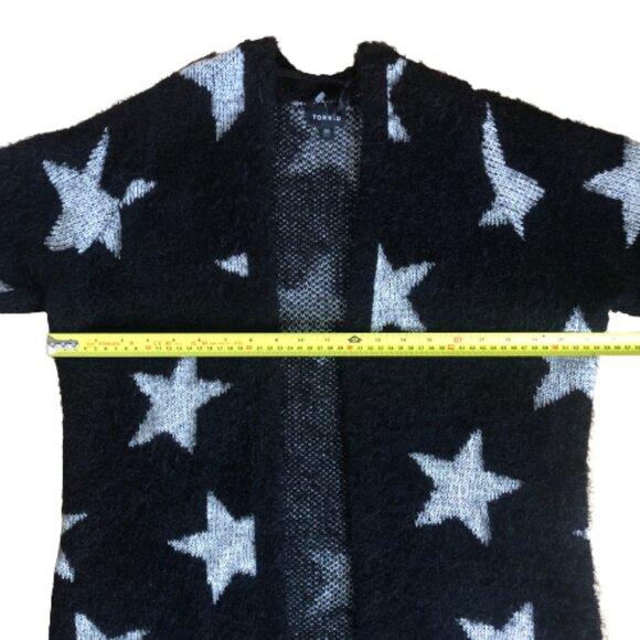 Torrid Star long Cardigan Sweater Fuzzy Black & silver Sz 00 - Picture 12 of 16